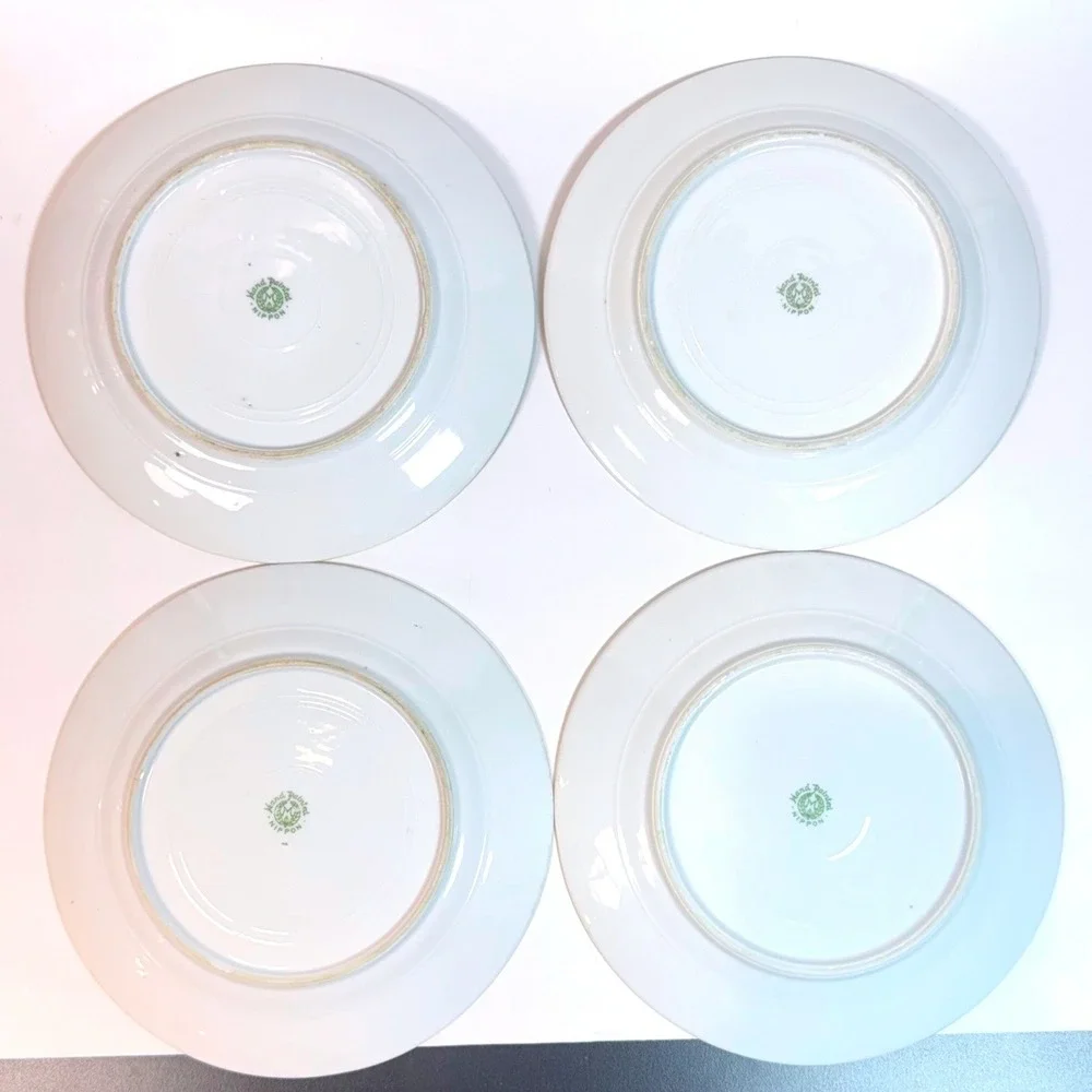 Antique Nippon Morimura Bros Set of 4 Floral & Gold 7.5